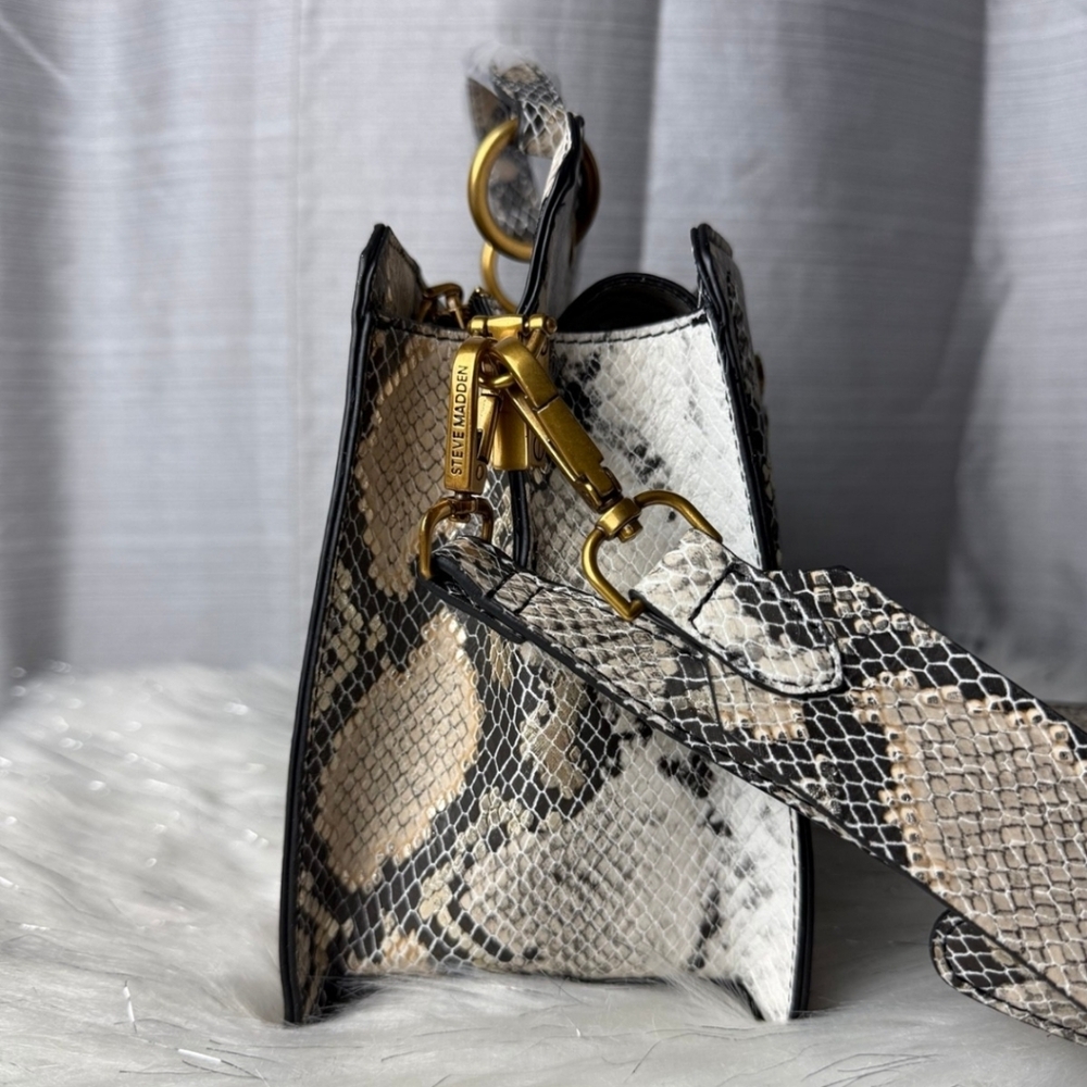 STEVE MADDEN Snakeskin Bevelyn Crossbody Satchel Bag - Picture 7 of 10
